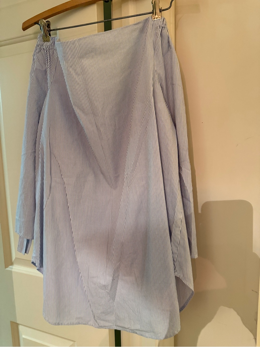 Babaton White Shirt with Navy Pinstripes